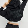 Sudadera bomber con capucha estampada