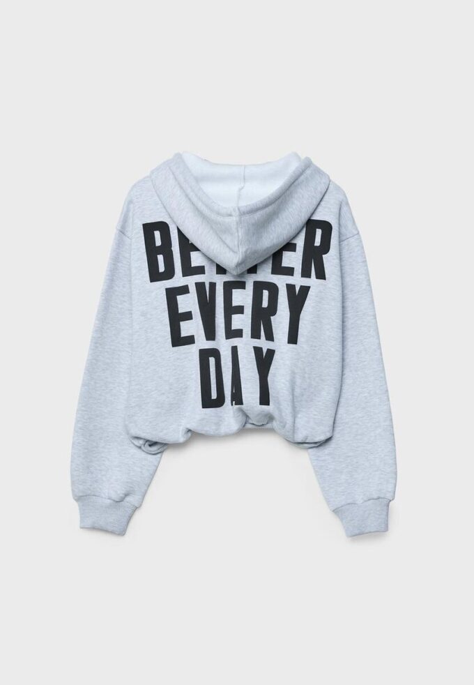 Sudadera bomber con capucha estampada