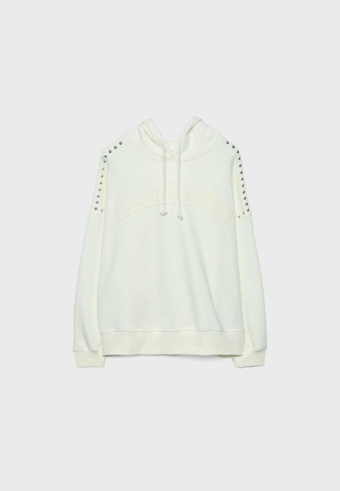 Sudadera con capucha bordada y tachuelas Sudadera con capucha bordada y tachuelas