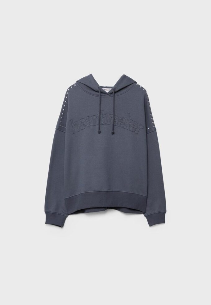 Sudadera con capucha bordada y tachuelas Sudadera con capucha bordada y tachuelas
