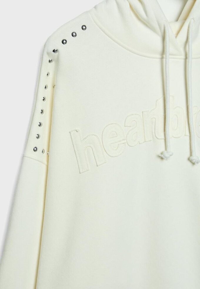 Sudadera con capucha bordada y tachuelas Sudadera con capucha bordada y tachuelas