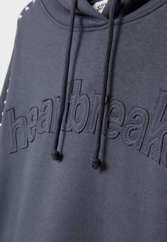 Sudadera con capucha bordada y tachuelas Sudadera con capucha bordada y tachuelas