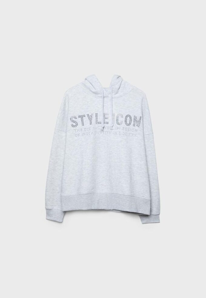 Sudadera con capucha y pedrería Sudadera con capucha y pedrería