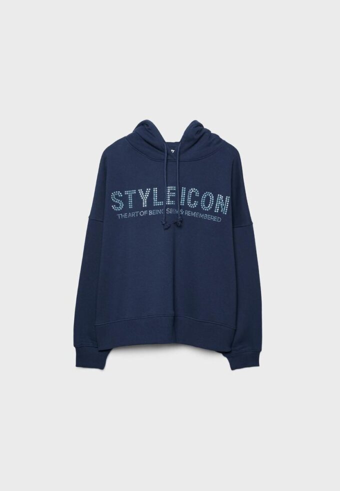 Sudadera con capucha y pedrería Sudadera con capucha y pedrería