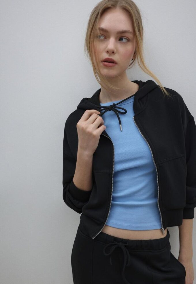 Sudadera con cremallera de tacto suave Sudadera con cremallera de tacto suave