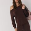 Sudadera con hombros descubiertos de tacto suave Sudadera con hombros descubiertos de tacto suave