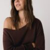 Sudadera con hombros descubiertos de tacto suave Sudadera con hombros descubiertos de tacto suave