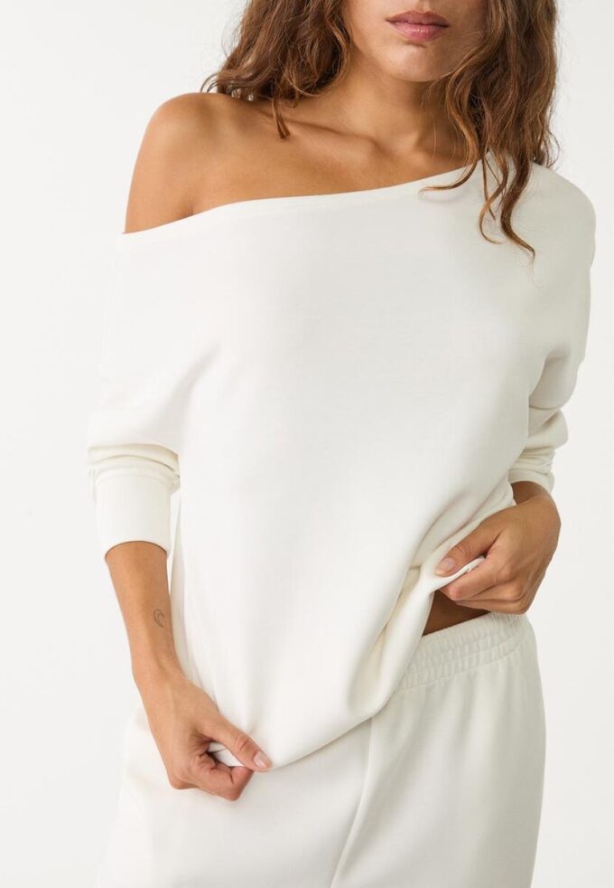 Sudadera con hombros descubiertos de tacto suave Sudadera con hombros descubiertos de tacto suave
