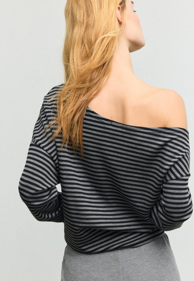 Sudadera con hombros descubiertos de tacto suave Sudadera con hombros descubiertos de tacto suave