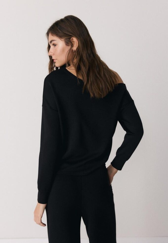 Sudadera con hombros descubiertos de tacto suave Sudadera con hombros descubiertos de tacto suave