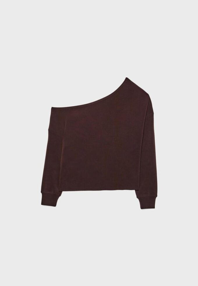 Sudadera con hombros descubiertos de tacto suave Sudadera con hombros descubiertos de tacto suave