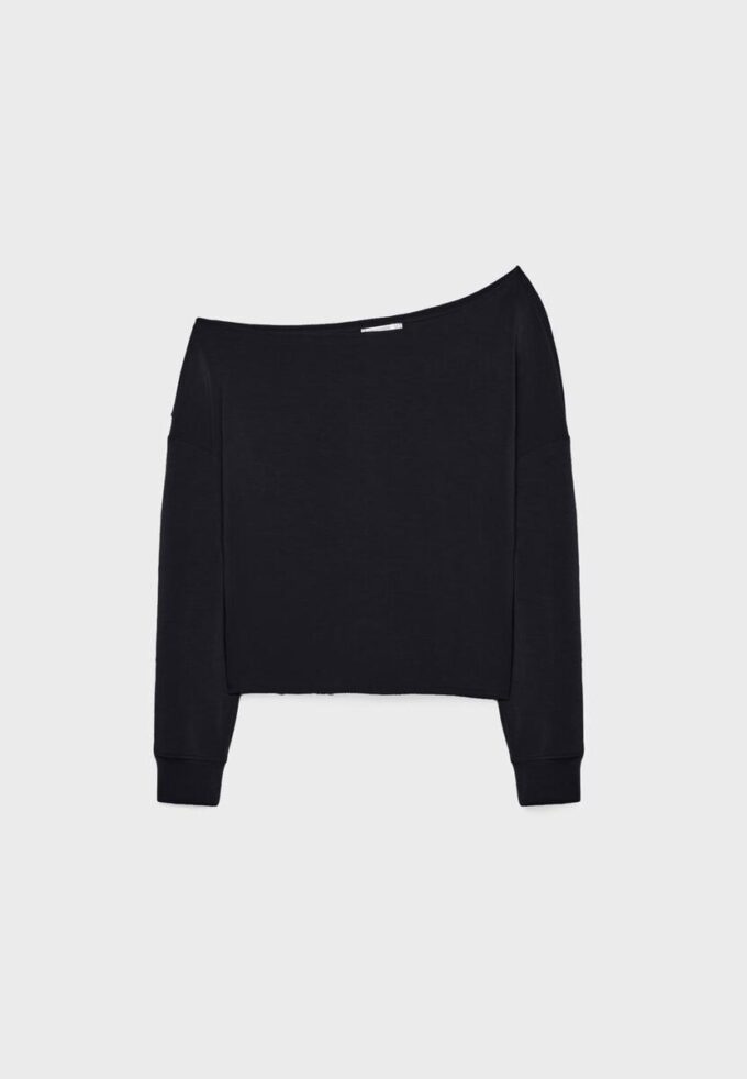 Sudadera con hombros descubiertos de tacto suave Sudadera con hombros descubiertos de tacto suave