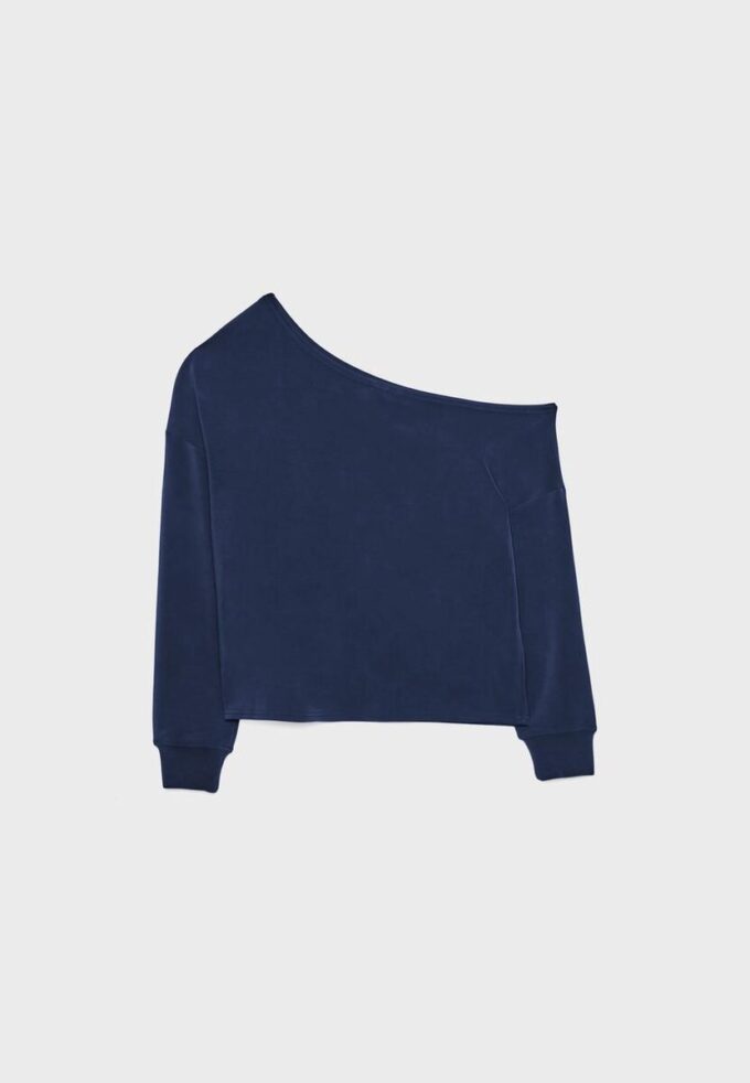 Sudadera con hombros descubiertos de tacto suave Sudadera con hombros descubiertos de tacto suave
