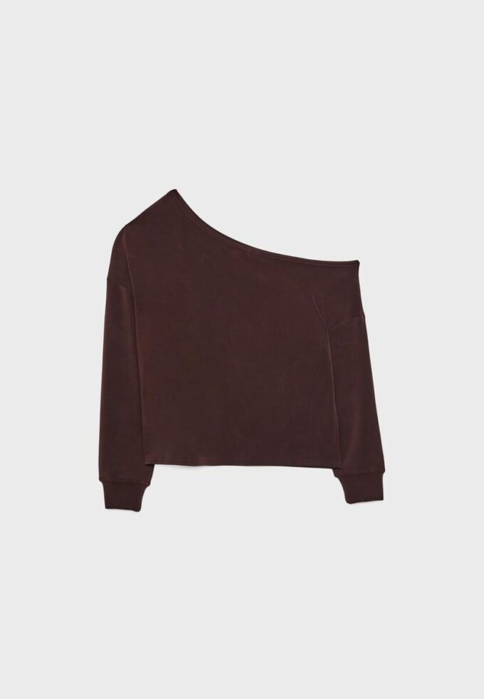 Sudadera con hombros descubiertos de tacto suave Sudadera con hombros descubiertos de tacto suave