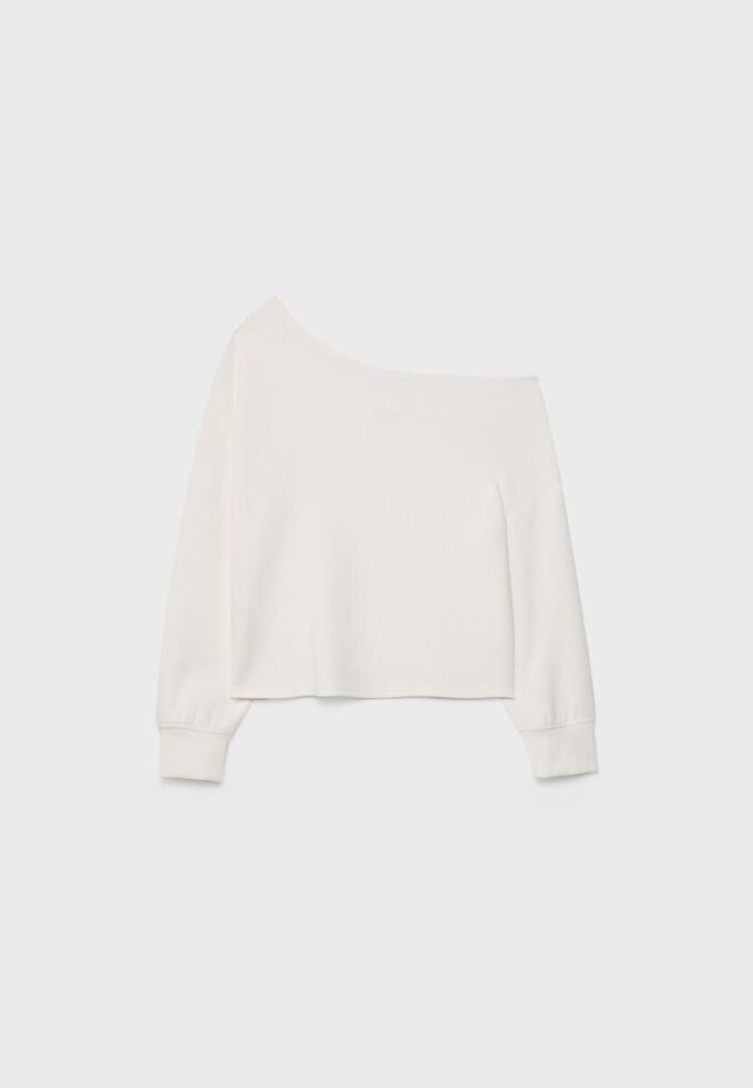 Sudadera con hombros descubiertos de tacto suave Sudadera con hombros descubiertos de tacto suave
