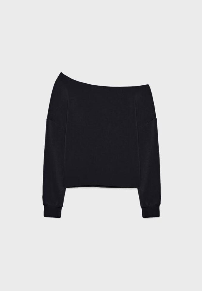Sudadera con hombros descubiertos de tacto suave Sudadera con hombros descubiertos de tacto suave