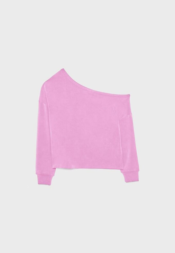 Sudadera con hombros descubiertos de tacto suave Sudadera con hombros descubiertos de tacto suave