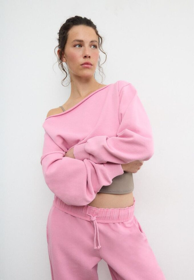 Sudadera corta con efecto lavado Sudadera corta con efecto lavado
