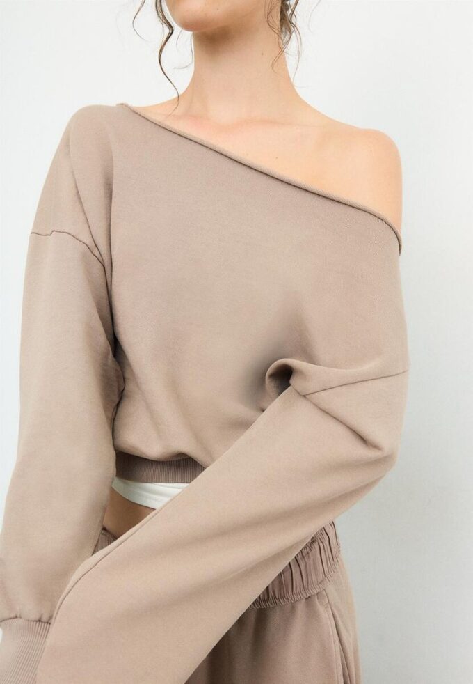 Sudadera corta con efecto lavado Sudadera corta con efecto lavado