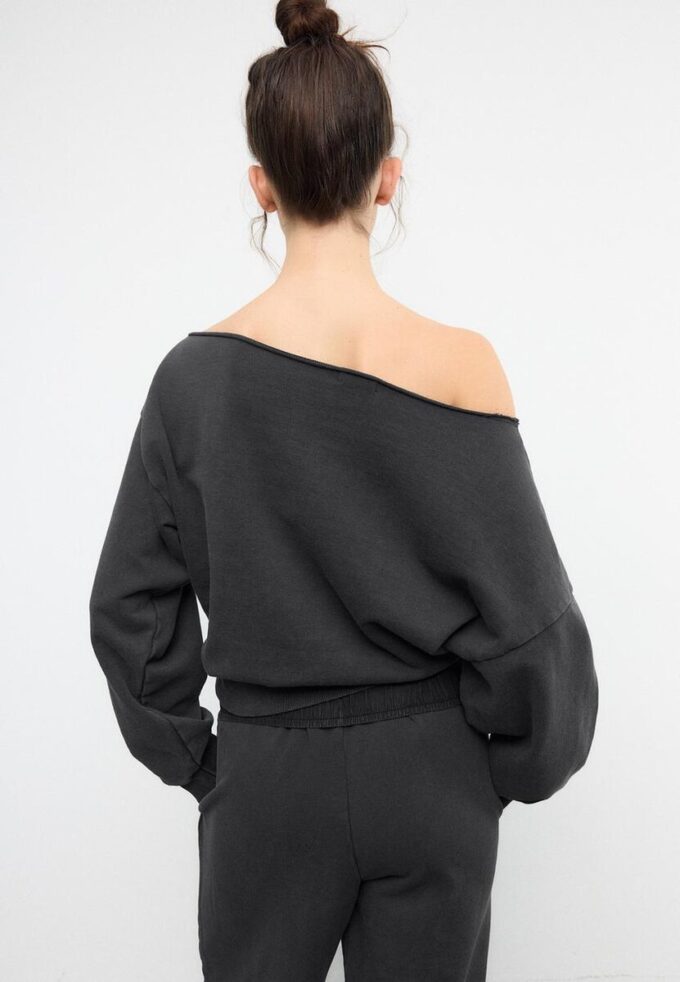 Sudadera corta con efecto lavado Sudadera corta con efecto lavado