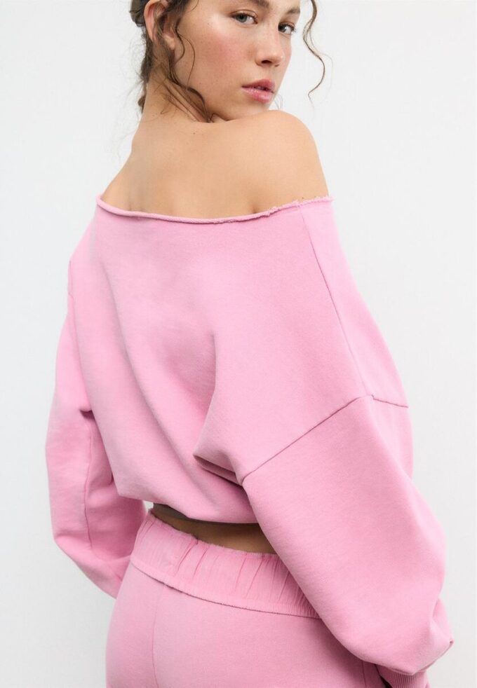 Sudadera corta con efecto lavado Sudadera corta con efecto lavado