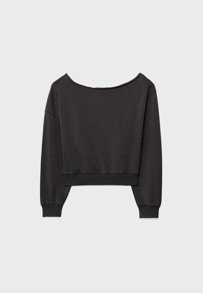 Sudadera corta con efecto lavado Sudadera corta con efecto lavado