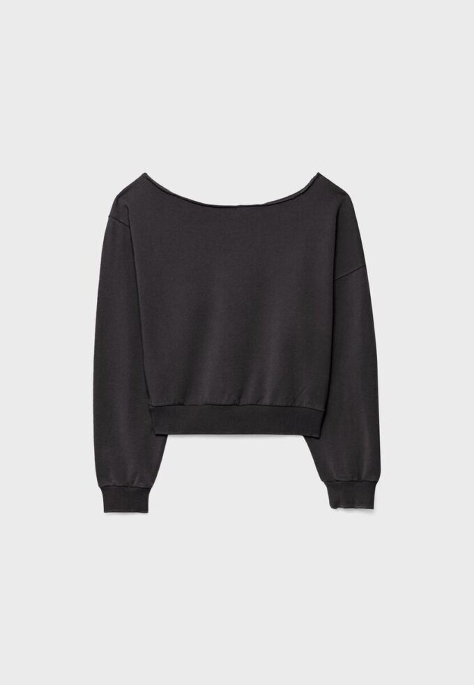 Sudadera corta con efecto lavado Sudadera corta con efecto lavado