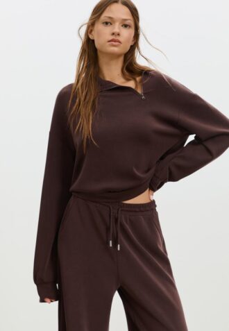 Sudadera de tacto suave con cremallera lateral