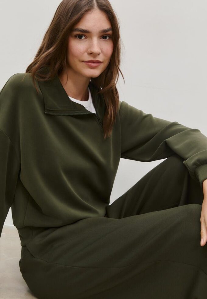 Sudadera de tacto suave con cremallera lateral Sudadera de tacto suave con cremallera lateral