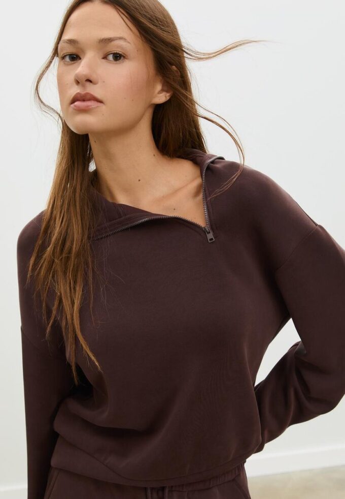 Sudadera de tacto suave con cremallera lateral Sudadera de tacto suave con cremallera lateral