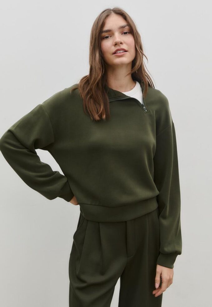 Sudadera de tacto suave con cremallera lateral Sudadera de tacto suave con cremallera lateral