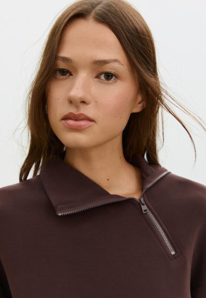 Sudadera de tacto suave con cremallera lateral Sudadera de tacto suave con cremallera lateral