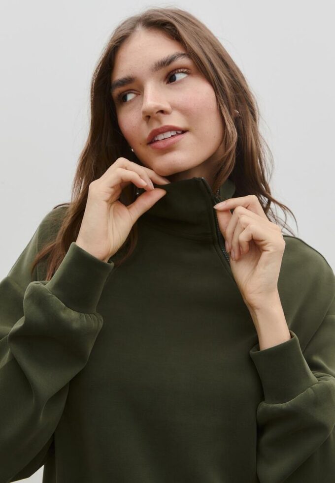 Sudadera de tacto suave con cremallera lateral Sudadera de tacto suave con cremallera lateral