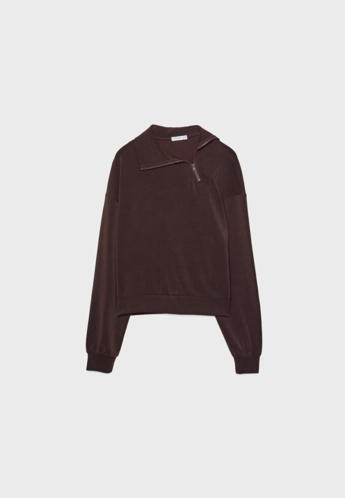 Sudadera de tacto suave con cremallera lateral Sudadera de tacto suave con cremallera lateral