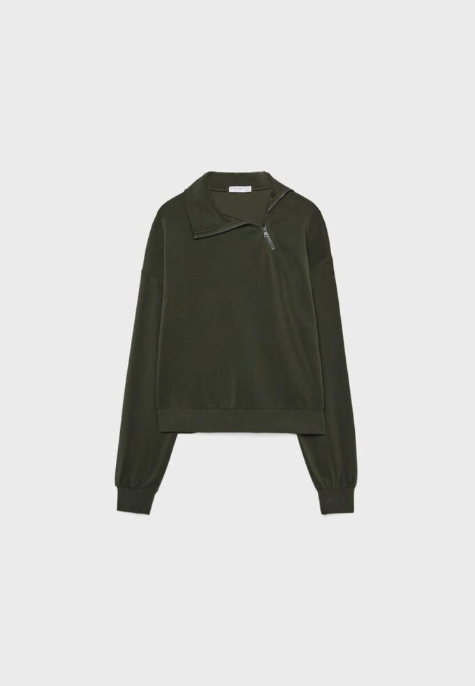 Sudadera de tacto suave con cremallera lateral Sudadera de tacto suave con cremallera lateral