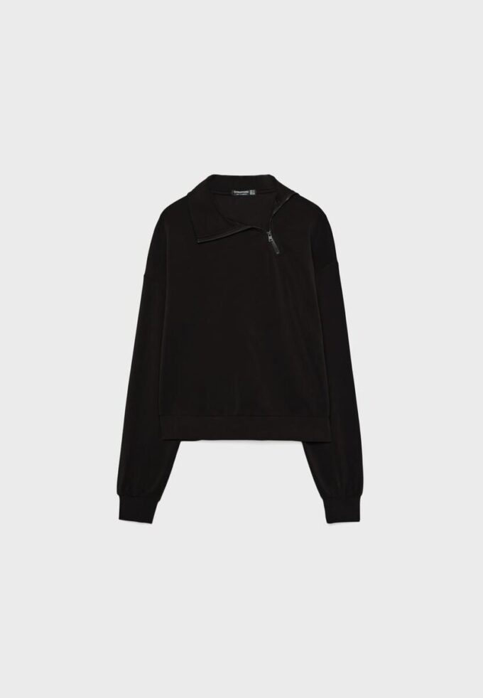 Sudadera de tacto suave con cremallera lateral Sudadera de tacto suave con cremallera lateral