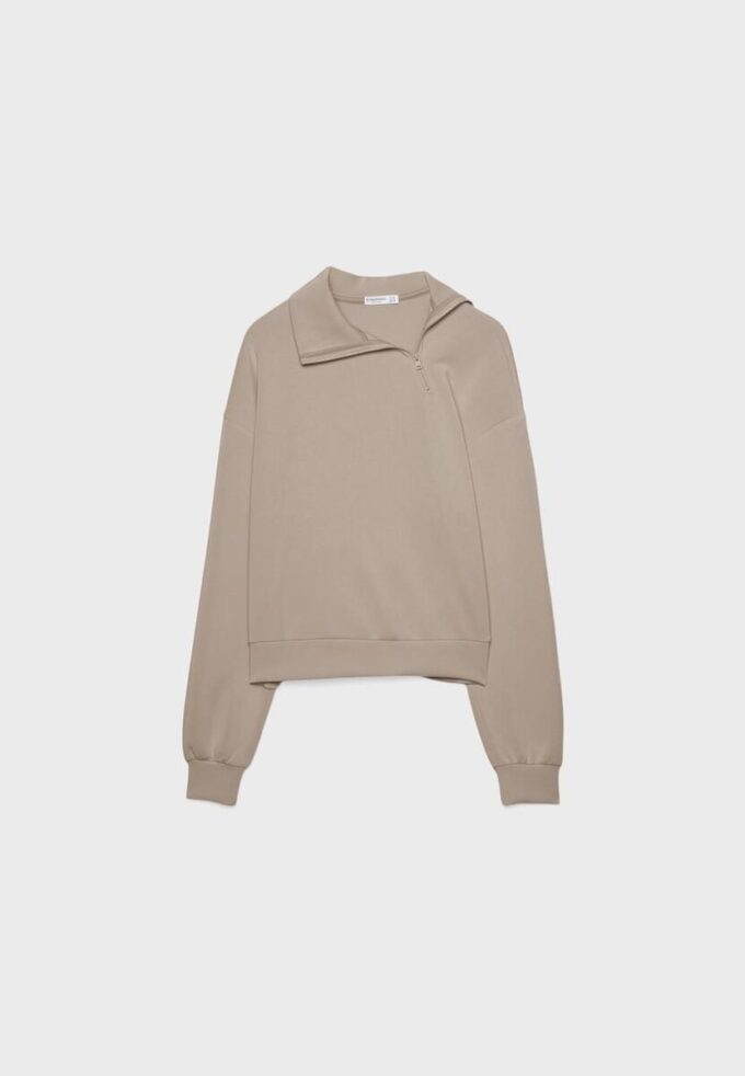 Sudadera de tacto suave con cremallera lateral Sudadera de tacto suave con cremallera lateral