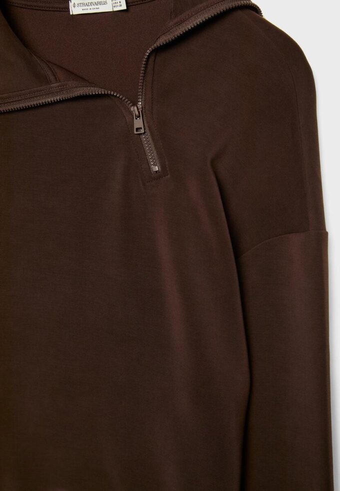Sudadera de tacto suave con cremallera lateral Sudadera de tacto suave con cremallera lateral