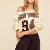 Sudadera estampada con cuello barco Sudadera estampada con cuello barco