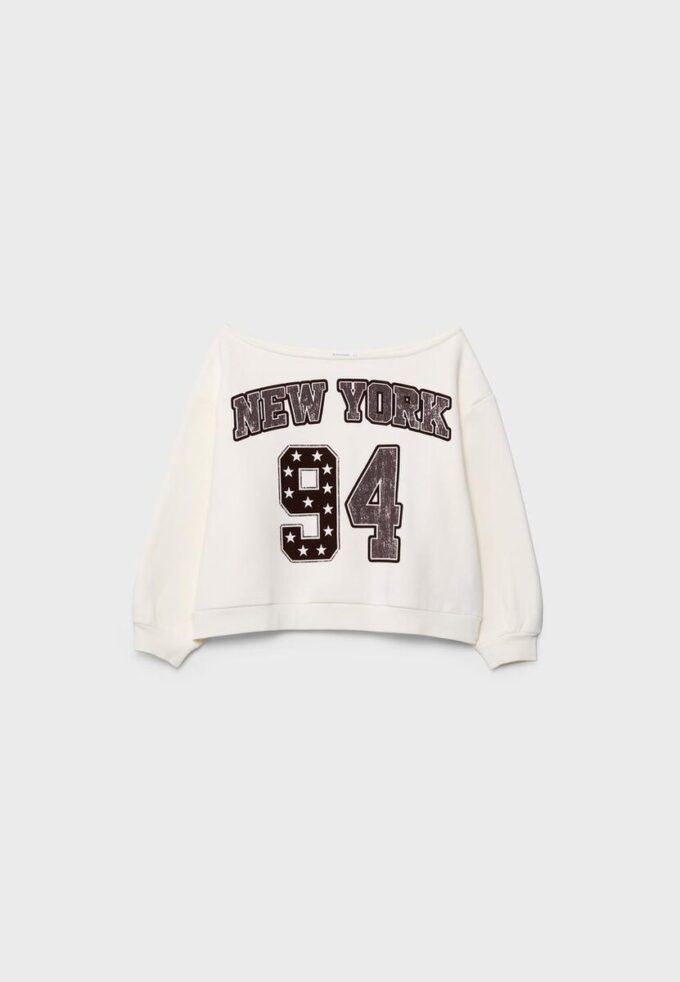 Sudadera estampada con cuello barco Sudadera estampada con cuello barco