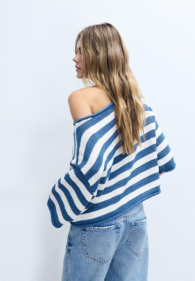 Suéter de punto con cuello barco Suéter de punto con cuello barco
