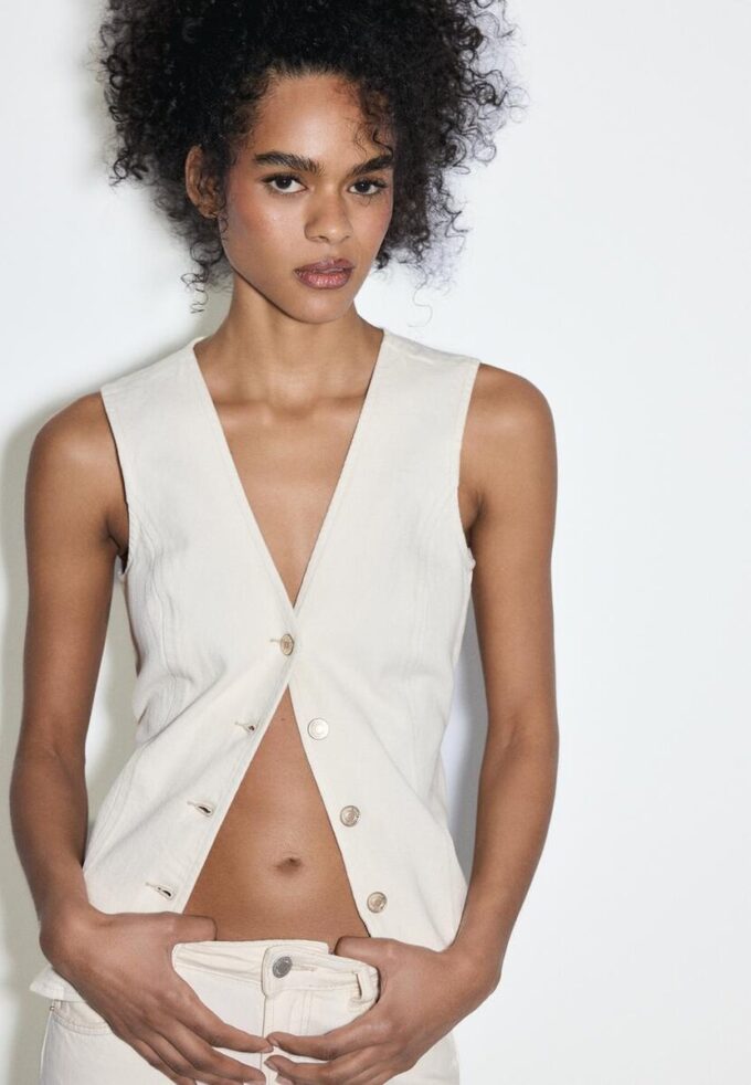 Top ajustado de denim Top ajustado de denim
