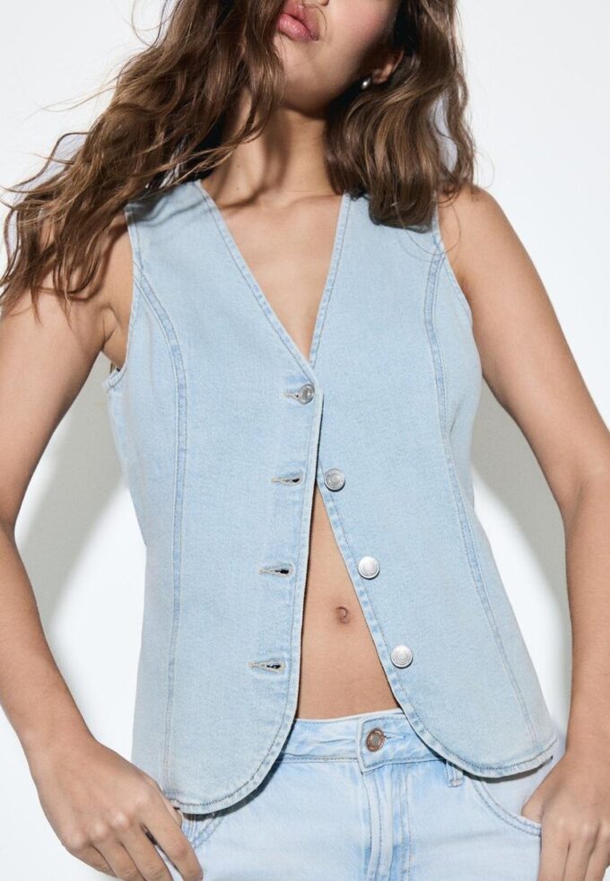 Top ajustado de denim Top ajustado de denim