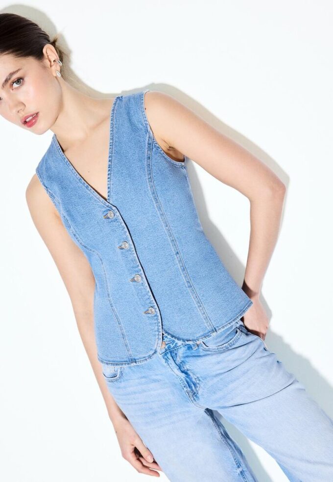 Top ajustado de denim Top ajustado de denim