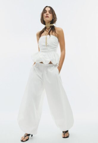 Top bustier con volantes