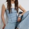 Top bustier de denim brillante