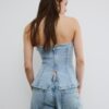 Top bustier de denim brillante