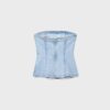 Top bustier de denim brillante