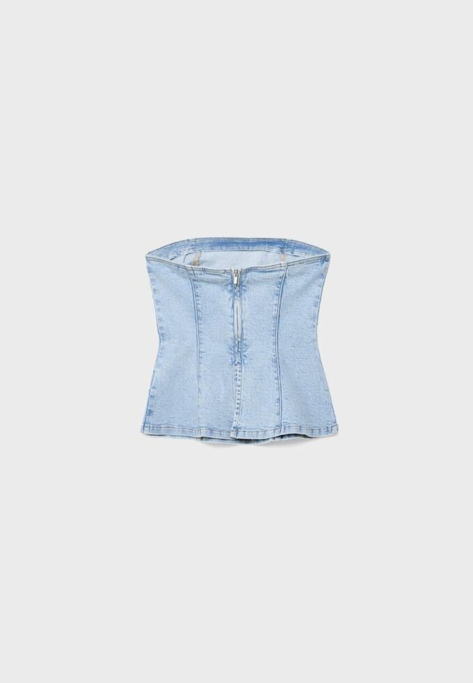 Top bustier de denim brillante