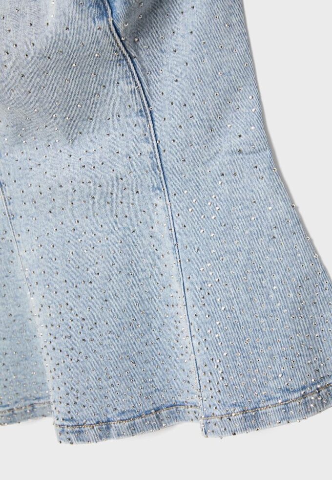 Top bustier de denim brillante